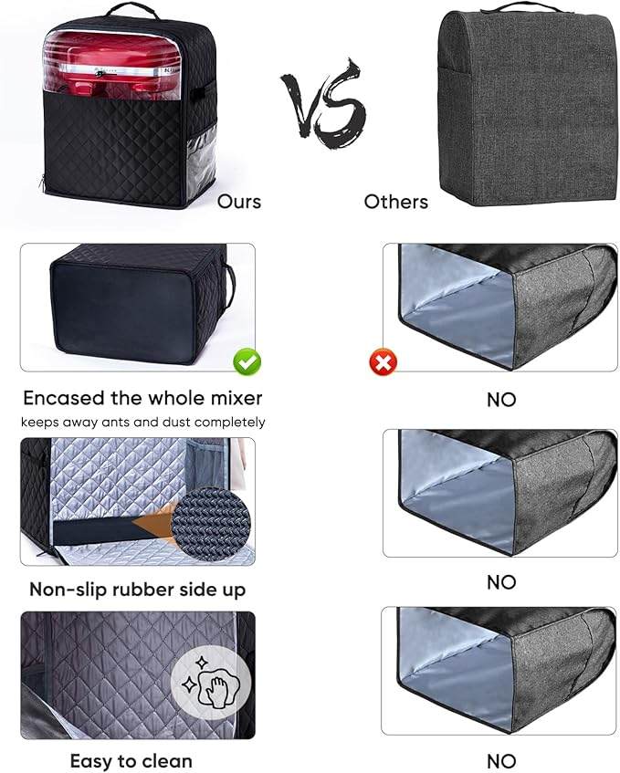 BAGSPRITE Stand Mixer Cover with Appliance Sliders Base Compatible with KitchenAid Mixer-Storage Bag for 6/7/8 Quart with Pockets for Kitchen Aid Accessories and Attachments
