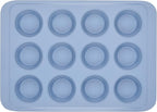 Farberware Easy Solutions Nonstick Bakeware Muffin/Cupcake Baking Pan, 12-cup with fill lines - Blue