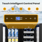 24 Inch Black Dual Zone Wine Fridge,20 Bottle & 88 Cans Wine and Beverage Refrigerator with Glass Door,Undercounter&Freestanding Stainless Steel Handle Wine Cooler Refrigerator for Home,Party