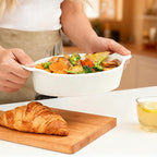 TONGDAHE Oval Au Gratin Baking Dishes Set of 4 9" x 5" 19 oz Classic white Ceramic Oven Safe & Heat Resistant With Handles for Small Mini Casseroles Cooking & Serving