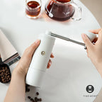 Timemore C5 PRO Manual Coffee Grinder - 42mm Stainless Steel Burr, 48 Adjustable Settings, Hand Coffee Grinder with Fordable Handle, All Metal, Portable for Home, Office & Outdoor, 30g Capacity, White