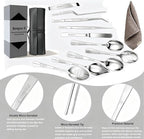 | Plating Tools Culinary Set | 11 Piece Professional Chef Plating Tools Pro Kit | Kitchen Plating Utensils | Modernist Cuisine Food Art | Stainless Steel | Black (Silver)
