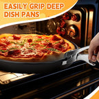 Reallnaive 3 Pcs Round 12 Inch Deep Pizza Pan Baking Tray Include 1 Non-stick Cake Mold, 1 Square Shovel, 1 Tray Clip, Pizza Dish Baking Sheet for Oven