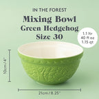 Mason Cash | In the Forest S30 1.25 Quart Embossed Mixing Bowl | Hedgehog (Green)