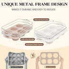 Vinino 2Pack Jumbo Silicone Muffin Pans for Baking with Metal Reinforced Frame, 6 Cups Large Size Nonstick Silicone Cupcake Pan, BPA Free Oven Dishwasher Safe Baking Mold for Muffins Cupcakes