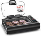 Gourmia Smokeless Indoor Grill & Air Fryer raclette grill with Smoke Extracting Technology for indoor grill Extra-Large Nonstick Cooking electric grill indoor Korean BBQ Style 6 Quart FoodStation™
