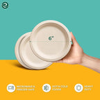 ECO SOUL Compostable Paper Plates 6 Inch (400 Count) Plates for Christmas Dessert, Heavy Duty, Eco-Friendly Sugarcane Bagasse Small Plates For Appetizer- Natural Brown