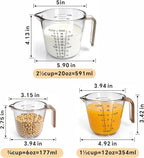 Plastic Measuring Cups Set, 3PCS with Pour Spout & Handle, Multi-Scale (cup | oz | ml) Stackable Liquid & Dry Measuring Tools for Baking Cooking, Essential Kitchen Gadgets (Coffee Brown)