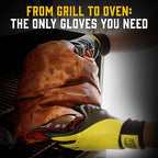 Hey Grill Hey Pitmaster Gloves | BBQ Gloves | Heat Protection up to 500°F or 260°C | High Temp Resistance | Fireproof Glove for Grilling Smoking Barbecue | Washable Mitts | Waterproof | Size - XXL