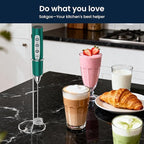 Sakgos Milk Frother with Stand-Rechargeable Handheld Coffee Frother with 3 Stainless Whisks 3 Speed Adjustable, Electric Whisk Drink Mixer, Foam Maker Blender for Matcha Latte Cappuccino Chocolate