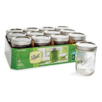 Ball Wide Mouth Pint 16-Ounce Glass Mason Jar with Lids and Bands, 12-Count
