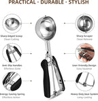 Large Ice Cream Scoop 65MM, Trigger Release Stainless Steel Cookie Scoop, Portion Scoop 2.82 oz/80ml, Commercial Food Disher, for Portion Control, Cookie Dough, Cupcake Batter (5.3 Tablespoon)