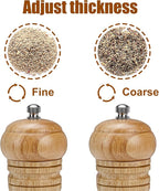 Gulex® Wood Pepper Grinder Pepper Mill,Adjustable Coarseness 8 Inch Wooden Peppermill, Ceramic Grinding Mechanism Salt Mill Refillable (1 pack) (Light-2PC)