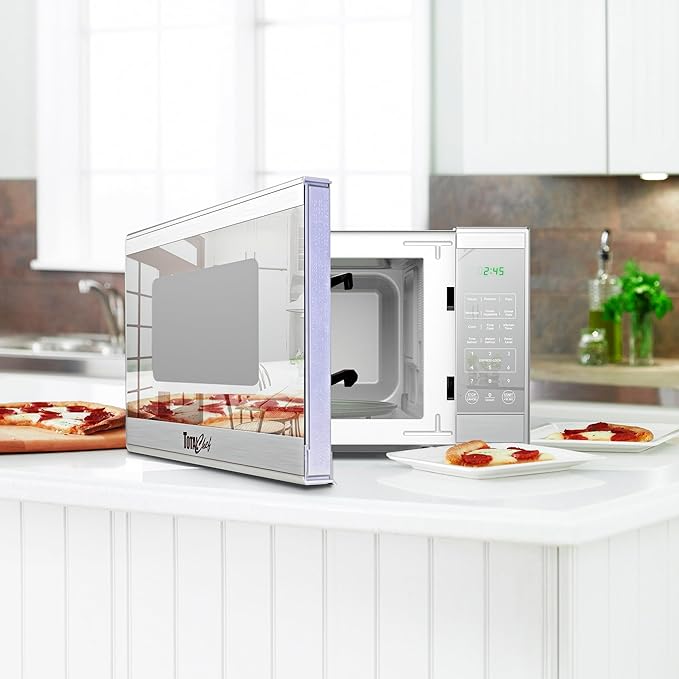 Total Chef 1.3 Cu Ft Microwave Oven – Compact Countertop Microwave, Small Stainless Steel Kitchen Appliance with Digital Touch, Pre-Set Functions, 12.8” Turntable, 1100 Watt, Microondas Pequeños