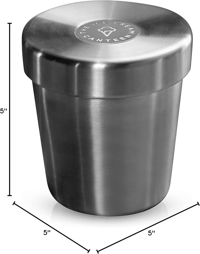 Vacuum Insulated Ice Cream Pint Cooler Keeps Frozen for hours enjoy ice cream anywhere (Stainless Steel)