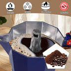 Aluminum 9 Cup 450ml Moka Pot Express Coffee Maker Stovetop Espresso Colorful Coffeemaker Italian Classic Style Brewing Greca Cafe Mocha Machine for Cafeteras Lover Camping Travel and Home Use 15oz