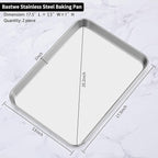 Baking Sheet Set of 5, Bastwe 18 inch Commercial Grade Stainless Steel Baking Pan, Professional Bakeware Oven Tray, Healthy & Non-toxic, Rust Free & Mirror Finish, Easy Clean & Dishwasher Safe