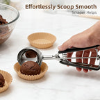 Extra Large Ice Cream Scoop 70MM, Trigger Release Stainless Steel Cookie Scoop, Portion Scoop 3.7 oz/105ml, Commercial Food Disher, for Portion Control, Cookie Dough, Cupcake Batter (7 Tablespoon)