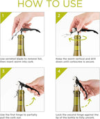 True Truetap Double Hinged Waiter's Corkscrew Wine Opener, Stainless Steel Wine Bottle Opener with Built In Foil Cutter, Home Bar Tools, Bar Cart Accessories, Wedding Gifts, Set of 1, Natural