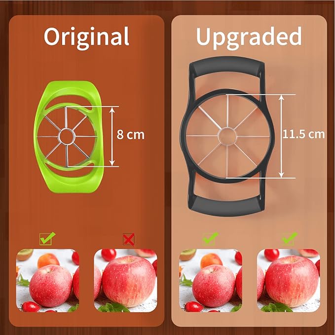 Newness 5.12 Inch Extra Large Apple Slicer, 8-Blade, Stainless Steel, Black