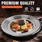 Universal Lids with Tempered Glass Top Fits 6, 7, 8 & 8.2, 9, 10, 11, 12, 12.5 Inch Cookware, Replacement Frying Pan Cover for Pots, Pans and Skillets, Cast Iron Lids for Space Saving