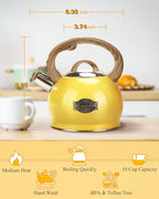 Hauce Radio Stovetop Tea Kettle, 2.1 Quart Stove Top Whistling Tea Kettles,Water Teapot Induction Tea Kettle with Food Grade Stainless Steel and Silicone Anti-Hot Handle, Suitable for All Heat Sources
