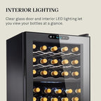 Wine Enthusiast 32-Bottle Dual Zone MAX Compressor Wine Cooler – Freestanding Mini Fridge with Digital Touchscreen, LED Display, Split Storage for Red & White Wines, Matte Black Refrigerator Home Bar