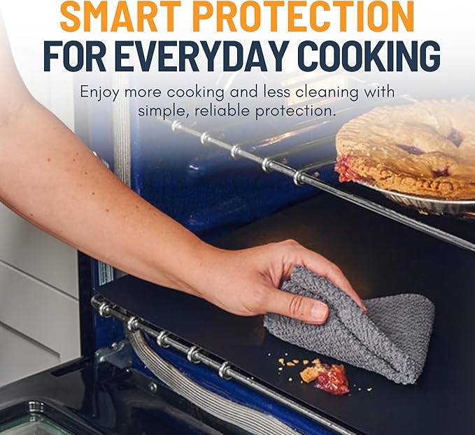 Oven Liners for Bottom of Oven - 3 Pack Large Heavy Duty Mats, 16.25”x23” Non-Stick Reusable Liner for Electric, Gas, Toasters, Grills - BPA & PFOA Free Kitchen Accessory to Keep It Clean (Black)