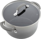 Rachael Ray Brights Nonstick Cookware Pots and Pans Set, 14 Piece, Sea Salt Gray