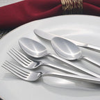 Alata Cube 65-Piece Forged Stainless Steel Flatware Set Cutlery Set with Utensil-Serving Set, Silverware Set Service for 12, Mirror Finish, Dishwasher Safe