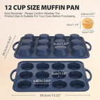 2 Pack Silicone Muffin Pan 12 and 24 Cup with Metal Frame,Non Stick Silicone Mini Cupcake Pan with Handles, BPA Free Silicon Regular Muffin Tin Tray Small for baking, egg bites, Mold Grey