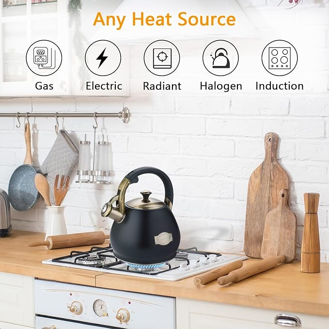 Tea Kettle Stovetop Whistling Kettle Teapot, 3Quart Tea Pot Stainless Steel Teakettle for Stove Top with Heat Proof Ergonomic Handle