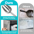 Stainless Steel Ice Scoop for Freezer with Magnetic Hook - Ice Scoop for GE Profile Opal 2.0 Nugget Ice Maker, for Kitchen Ice Bucket Bar Party Accessories