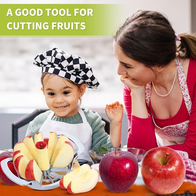 LIIGEMI Apple Cutter Slicer,12-Blade Large Apple Corer，Heavy Duty Stainless Steel Apple Cutter and Divider，Non-slip frosted handle，Easy to Use （Frosted）