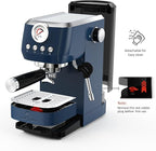 MAttinata Espresso Machine 20 Bar, Espresso Coffee Maker with Professional Milk Frother Steam Wand for Cappuccino & Latte, 49oz Removable Water Tank for Home, Blue