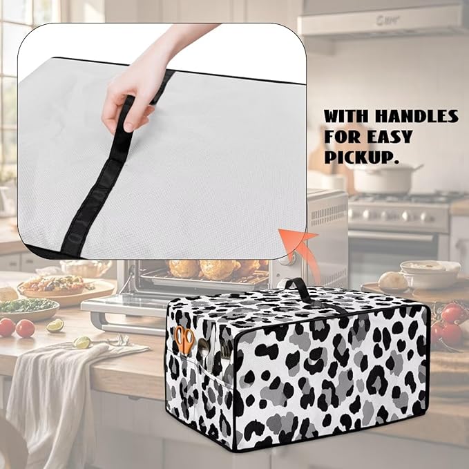Leopard Print Toaster Oven Dust Cover, Heat-Resistant Case for Toaster Oven, Heavy Duty Washable Dust Cover Fit Most Small Appliance, (Medium-16.1*19.71*10 inches)