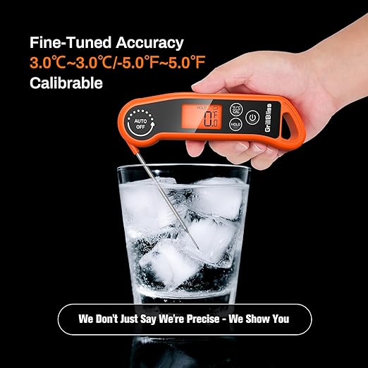 Instant Read Meat Thermometer, Meat Thermometer Digital with 0.5s Fast Reading, IPX5 Waterproof Cooking Thermometer with ±0.5℉ Accuracy, Food Thermometer for Candy, Grill, Milk, Bake, Oven and Brewing