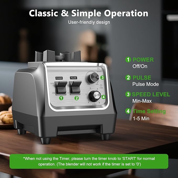 1800W Blender for Smoothies 70 oz Large Capacity Countertop Blenders with 20 oz Grinding Cup - 28000RPM High Speed Kitchen Blender for Ice Crushing, Frozen Drinks, Milkshakes & Puree