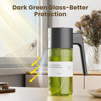 LUKUMIQI 2 in 1 Oil Sprayer for Cooking, 17oz Light-Blocking Glass Spray Bottle with Stickers, Oil Dispenser for Salad, Air Fryer & BBQ