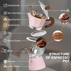 Aluminum 9 Cup 450ml Moka Pot Express Coffee Maker Stovetop Espresso Colorful Coffeemaker Italian Classic Style Brewing Greca Cafe Mocha Machine for Cafeteras Lover Camping Travel and Home Use 15oz
