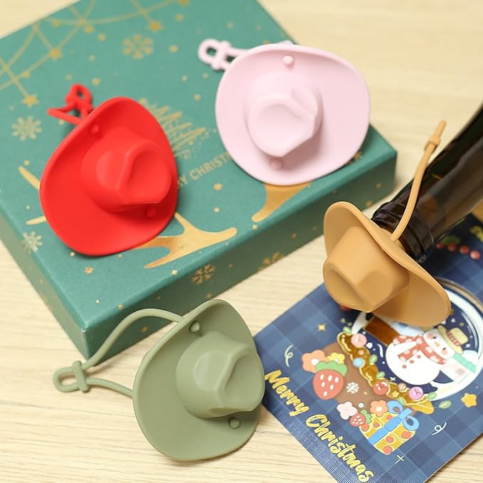 Silicone Wine Stopper, Funny Hat Shaped Wine Stoppers Decorative Wine Sealer Bottle Caps, Cute Kitchen Gadgets Wine Accessories Tools Gifts (Red)