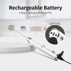 Zulay Kitchen Rechargeable Milk Frother Handheld Lux - Powerful 2-Speed Motor, Waterproof, 2000mAh Battery - Drink Mixer for Latte, Cappuccino, Matcha & Protein Powder - Snow White