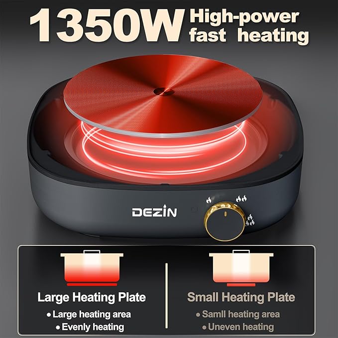 Dezin Hot Pot Electric with Divider, 4L Electric Shabu Shabu with Dual-Flavor Pot,3.7" Depth Nonstick Dual Side with Multi-Power Control for Party, Family and Friend Gathering