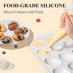 Vinino Silicone Madeleine Pan with Metal Reinforced Frame, 12-Cavity Shell Shape Madeleine Mold with Non-Slip Handle, Nonstick Madeleine Cookie Trays for Oven, BPA Free, Dishwasher Safe- Cream