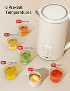 Electric Tea Kettle, 1.7L Larger Design Temperature Control Electric Kettle, 4H Keep Warm Water Boiler with 6 Presets, LED Screen Electric Kettles for Boiling Water, Boil-Dry Protection, BPA Free