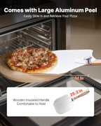 VEVOR Pizza Stone, 15 in Round Pizza Stone, 0.67 in Large Cordierite Baking-Stone with Metal Peel, Scrape, 1450℉ Heat-Resistant Cooking Stones, for Kitchen Oven, Baking Pizzas, BBQ Grill