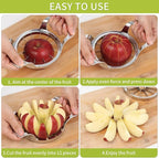 LIIGEMI Apple Slicer,12-Blade Extra Large Apple Corer, Heavy Duty Stainless Steel Apple Cutter and Divider，Easy to Use, Time-Saving.