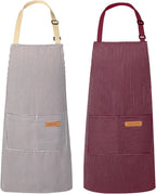 VALOME 2 Pack Kitchen Aprons, Apron for Cooking with 2 Pockets, Unisex Adjustable Neck Strap Chef Aprons for Men Women