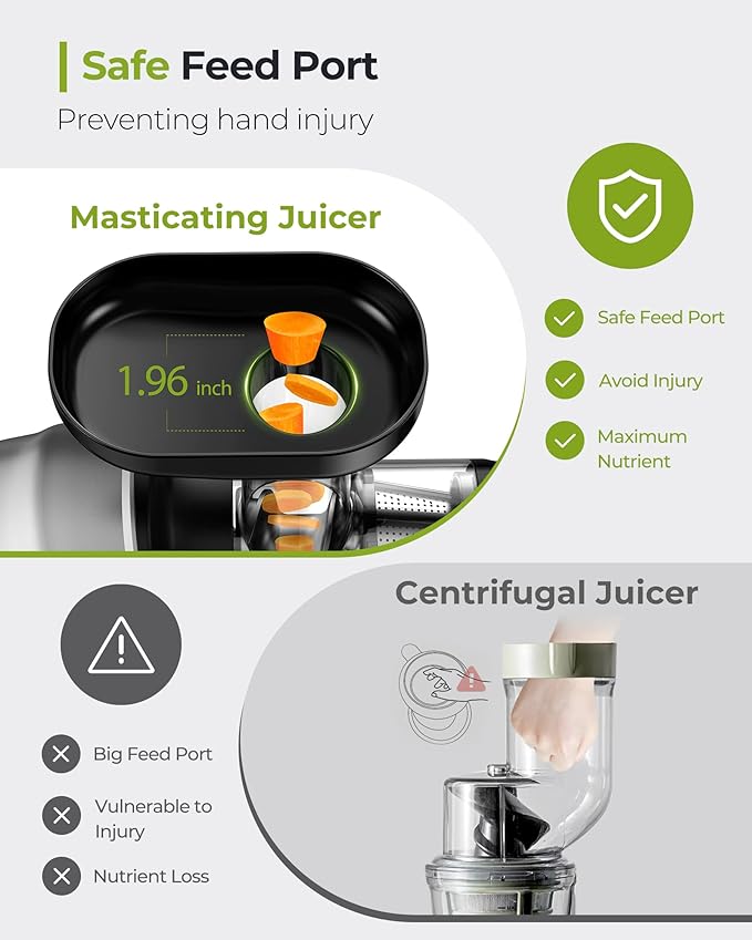 Jocuu Slow Masticating Juicer with 2-Speed Modes - Cold Press Juicer Machine - Quiet Motor & Reverse Function - Easy to Clean Juicer Extractor - Juice Recipes for Fruits & Vegetables (Black)