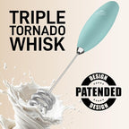 Zulay Kitchen Patented Tornado Triple Whisk Milk Frother with 4 Duracell Batteries – Handheld Foam Maker for Coffee, Lattes, Matcha & Hot Chocolate – Rich, Creamy Froth in Seconds - Mint